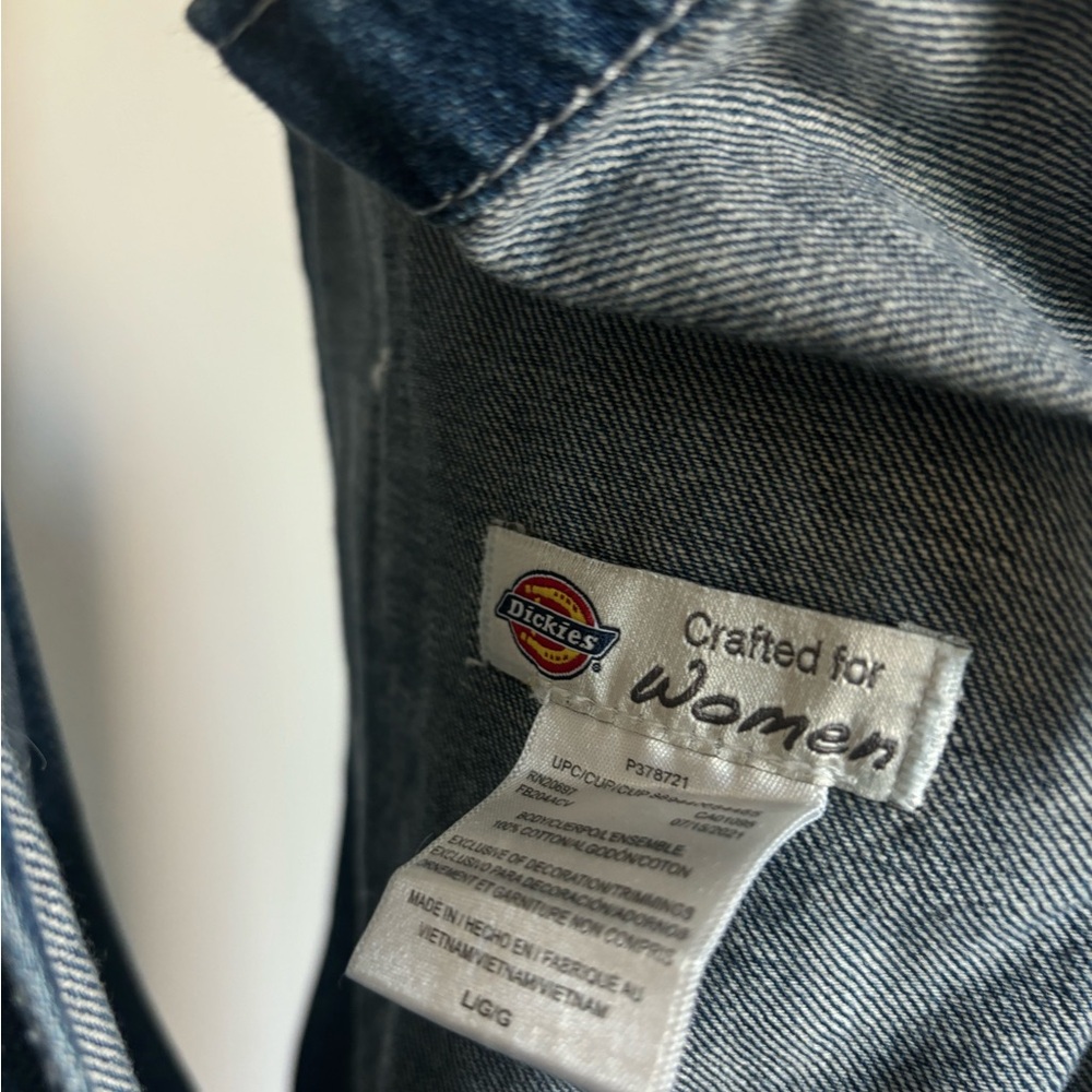 Dickies Women's Dark Blue Denim Short Overalls - Picture 3 of 8